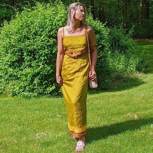 VINTAGE | Boho Bandana Scarlett Paisley Satin Maxi Dress